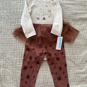 Carter's Cream and Brown Baby Set with Tutu
